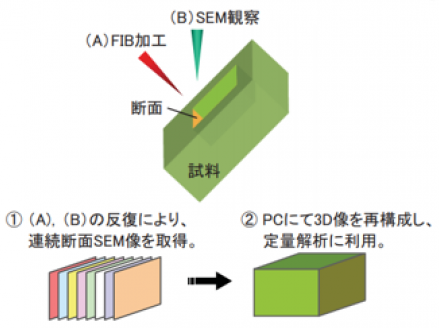 FIB-SEMによる3D構造観察の原理